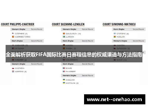 全面解析获取FIFA国际比赛日赛程信息的权威渠道与方法指南